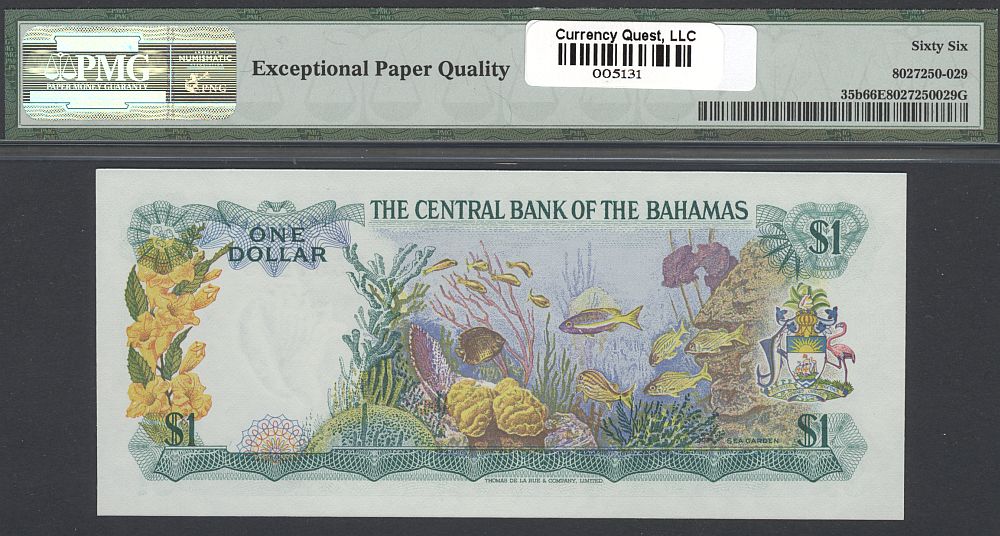 Central Bank of the Bahamas $1 Queen Elizabeth II One Dollar Bill