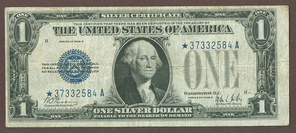 NEW - Fr.1602*, 1928B $1 Silver Certificate Star Note, VF