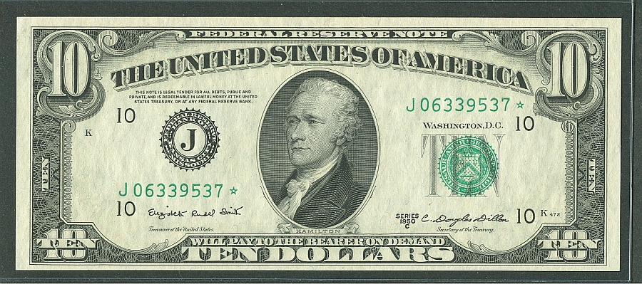 Fr.2013-J*, 1950-C $10 Kansas City Star Federal Reserve ...